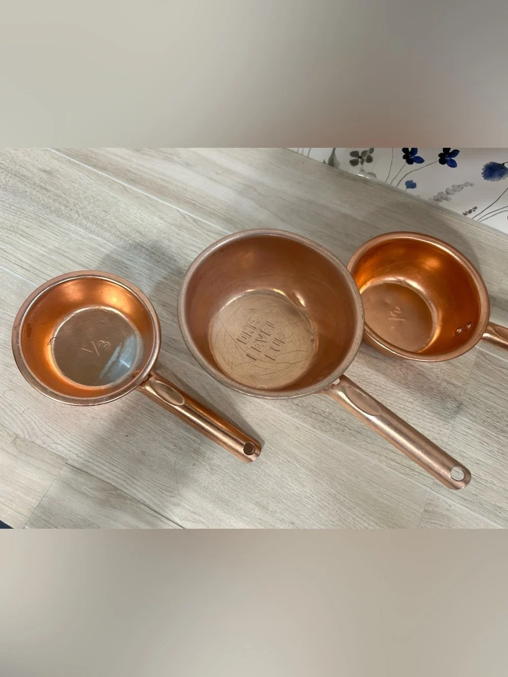 Vintage Color Craft Copper Anodized Measuring Cups Solid Copper Pouring Jug Set